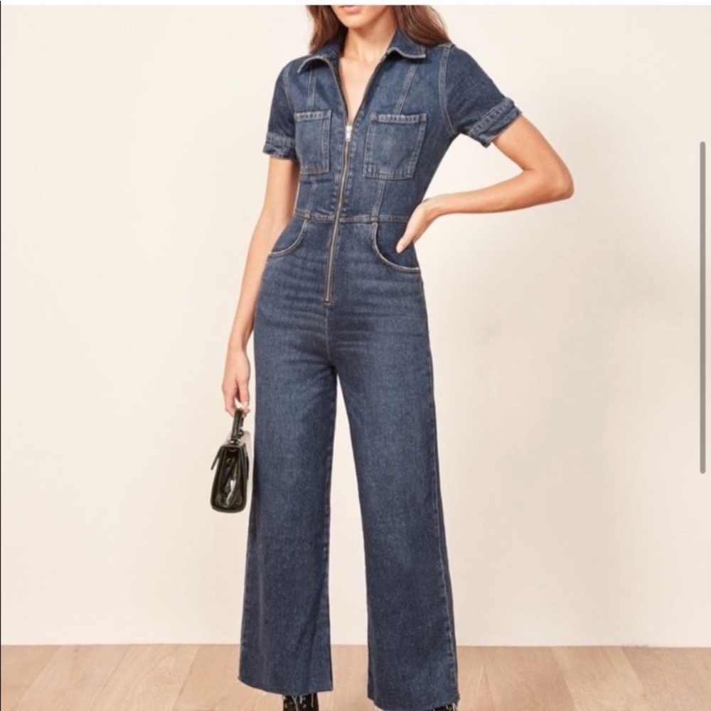 Reformation Georgia Denim Jumpsuit